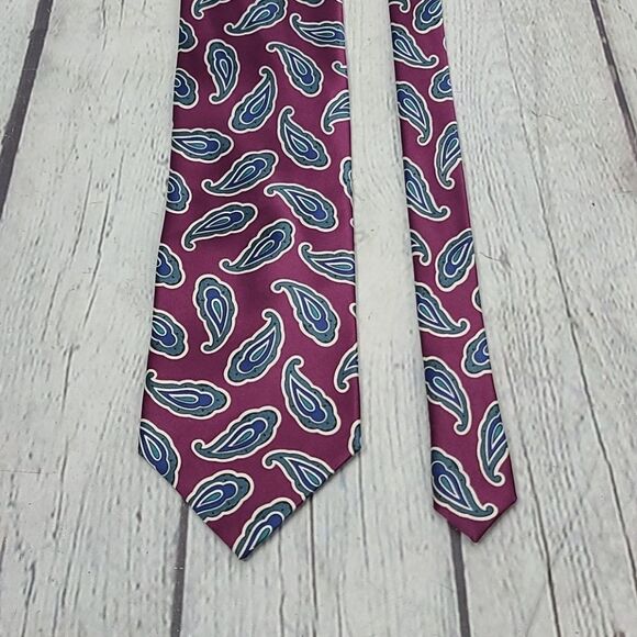 Vintage Hand Made in Italy Silk Purple Paisley Tie - Picture 6 of 10